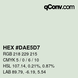 Color code: HEX #DAE5D7 | qconv.com