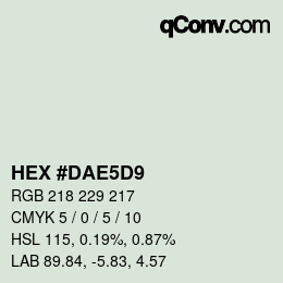 Farbcode: HEX #DAE5D9 | qconv.com