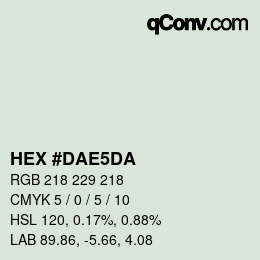Color code: HEX #DAE5DA | qconv.com