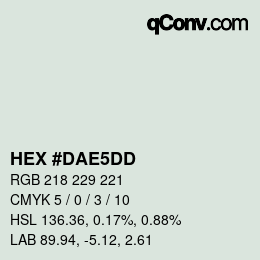 カラーコード: HEX #DAE5DD | qconv.com