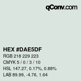 Color code: HEX #DAE5DF | qconv.com