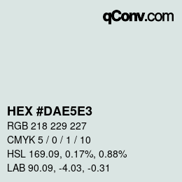 Farbcode: HEX #DAE5E3 | qconv.com