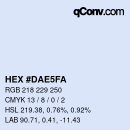 Color code: HEX #DAE5FA | qconv.com