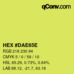 Color code: HEX #DAE65E | qconv.com