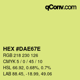 Color code: HEX #DAE67E | qconv.com
