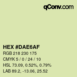 Farbcode: HEX #DAE6AF | qconv.com