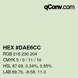 カラーコード: HEX #DAE6CC | qconv.com