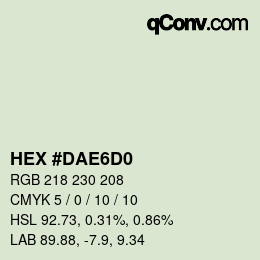 Color code: HEX #DAE6D0 | qconv.com