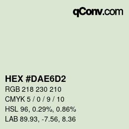 Color code: HEX #DAE6D2 | qconv.com