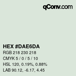 Color code: HEX #DAE6DA | qconv.com