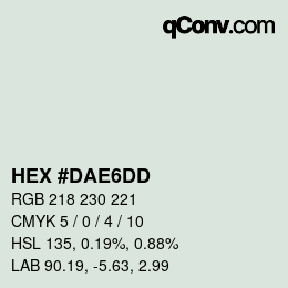 カラーコード: HEX #DAE6DD | qconv.com