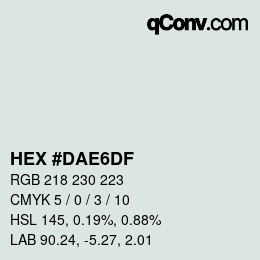 Color code: HEX #DAE6DF | qconv.com