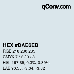 Color code: HEX #DAE6EB | qconv.com