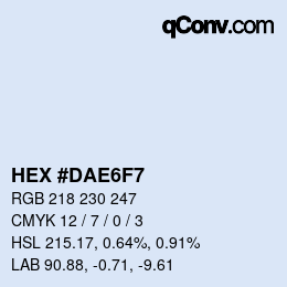 颜色代码: HEX #DAE6F7 | qconv.com