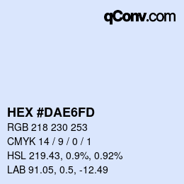 颜色代码: HEX #DAE6FD | qconv.com