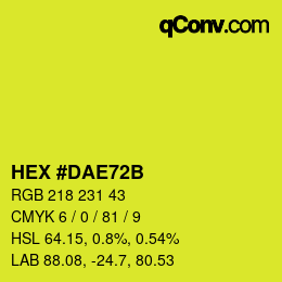 Color code: HEX #DAE72B | qconv.com