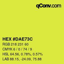 Color code: HEX #DAE73C | qconv.com