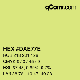 Color code: HEX #DAE77E | qconv.com