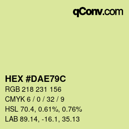 Color code: HEX #DAE79C | qconv.com