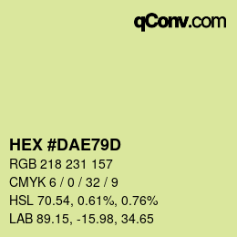颜色代码: HEX #DAE79D | qconv.com