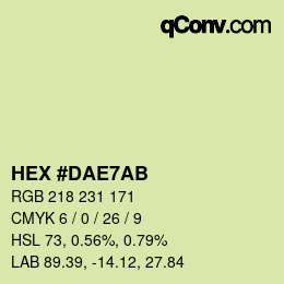 Color code: HEX #DAE7AB | qconv.com