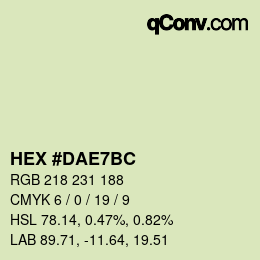 颜色代码: HEX #DAE7BC | qconv.com