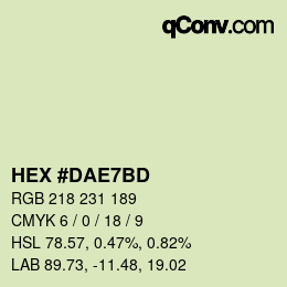Color code: HEX #DAE7BD | qconv.com