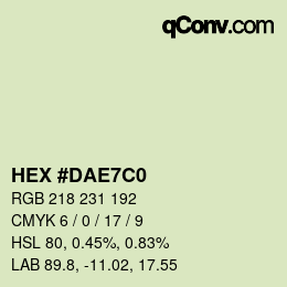 Color code: HEX #DAE7C0 | qconv.com