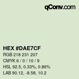 Código de color: HEX #DAE7CF | qconv.com
