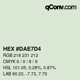 Color code: HEX #DAE7D4 | qconv.com