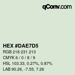 Color code: HEX #DAE7D5 | qconv.com