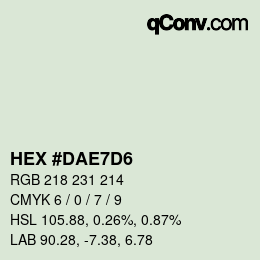 カラーコード: HEX #DAE7D6 | qconv.com