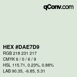 カラーコード: HEX #DAE7D9 | qconv.com