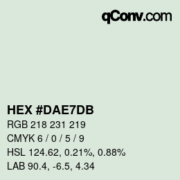 Color code: HEX #DAE7DB | qconv.com