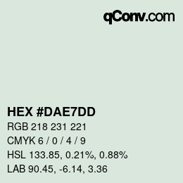 カラーコード: HEX #DAE7DD | qconv.com