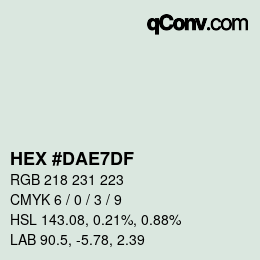 Color code: HEX #DAE7DF | qconv.com