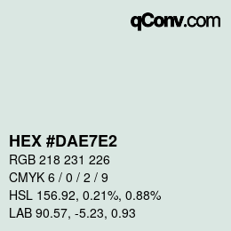 Color code: HEX #DAE7E2 | qconv.com