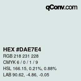 Color code: HEX #DAE7E4 | qconv.com