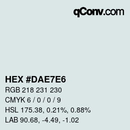 Farbcode: HEX #DAE7E6 | qconv.com