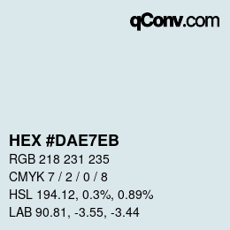 Color code: HEX #DAE7EB | qconv.com