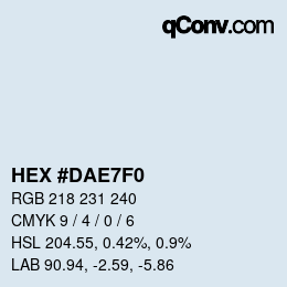 Color code: HEX #DAE7F0 | qconv.com