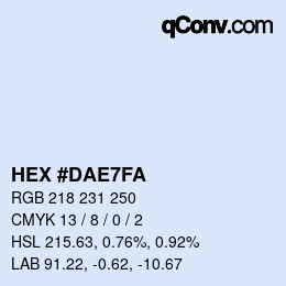 Color code: HEX #DAE7FA | qconv.com