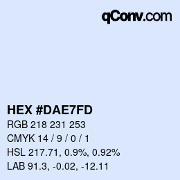 颜色代码: HEX #DAE7FD | qconv.com