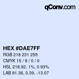 Color code: HEX #DAE7FF | qconv.com