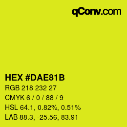 Color code: HEX #DAE81B | qconv.com