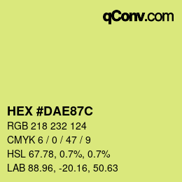 Color code: HEX #DAE87C | qconv.com