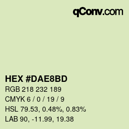 カラーコード: HEX #DAE8BD | qconv.com