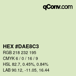 Color code: HEX #DAE8C3 | qconv.com