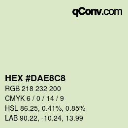 カラーコード: HEX #DAE8C8 | qconv.com
