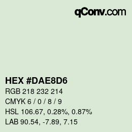 Color code: HEX #DAE8D6 | qconv.com